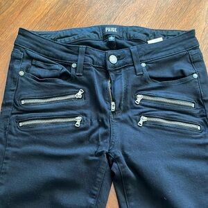 PAIGE Denim- black slim fit jeans with zipper detail